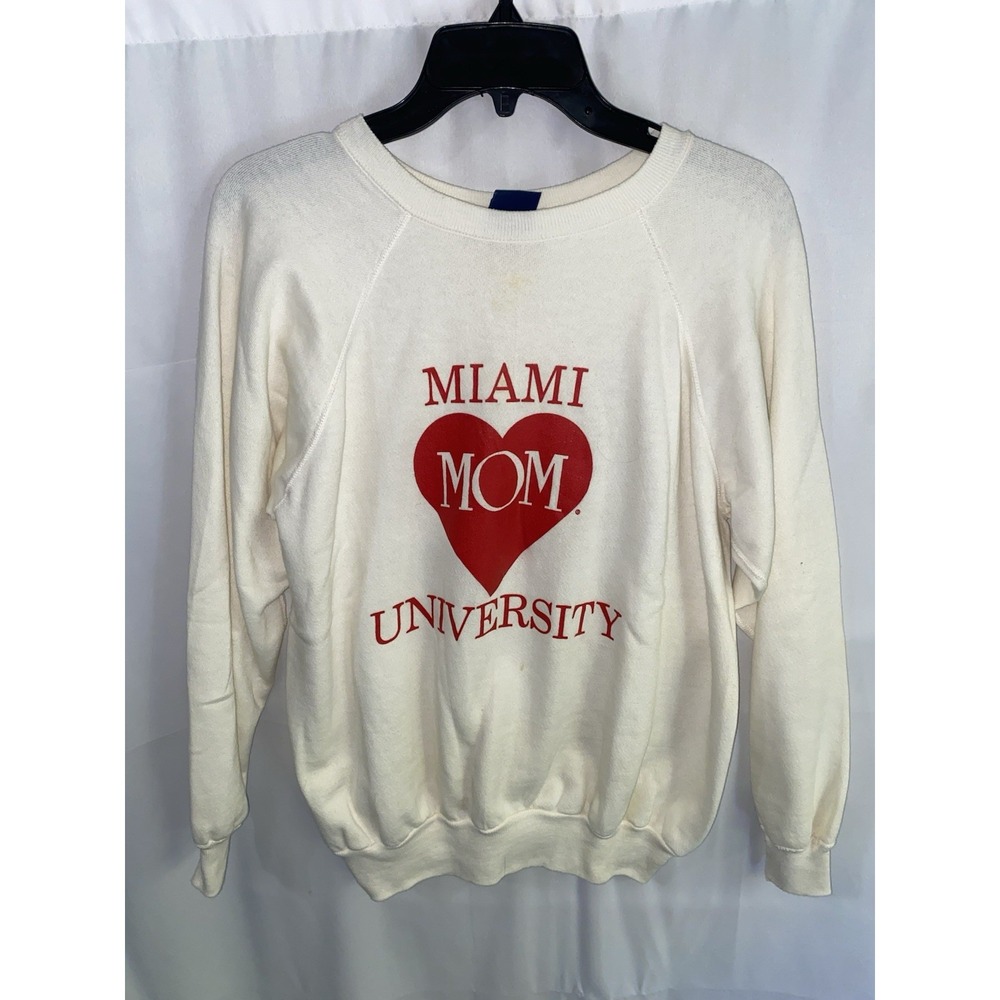 Vintage 80s Miami University Mom  Raglan Sweatshirt Crewneck Large Made‎ USA